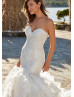 Luxurious Embroidery Lace Ruffled Organza Dreamy Wedding Dress